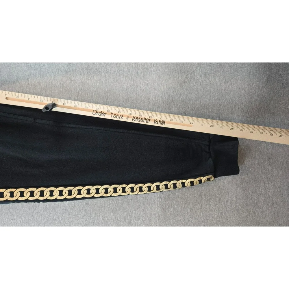 True Religion Joggers Mens Small Black Gold‎ Chain Link Spellout Pants Cotton